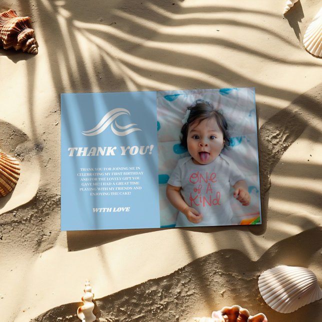 Surfing Birthday ,The Big One Photo Thank You Card (Creator Uploaded)