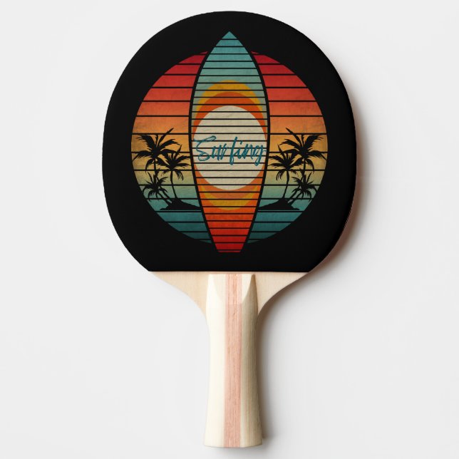 SURFING BOARD SUMMER SUNSET BEACH PING PONG PADDLE (Front)
