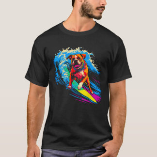 Surfing Boxer Dog Pop Surf T-Shirt