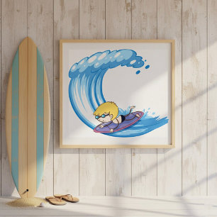 Surfing Boy Poster