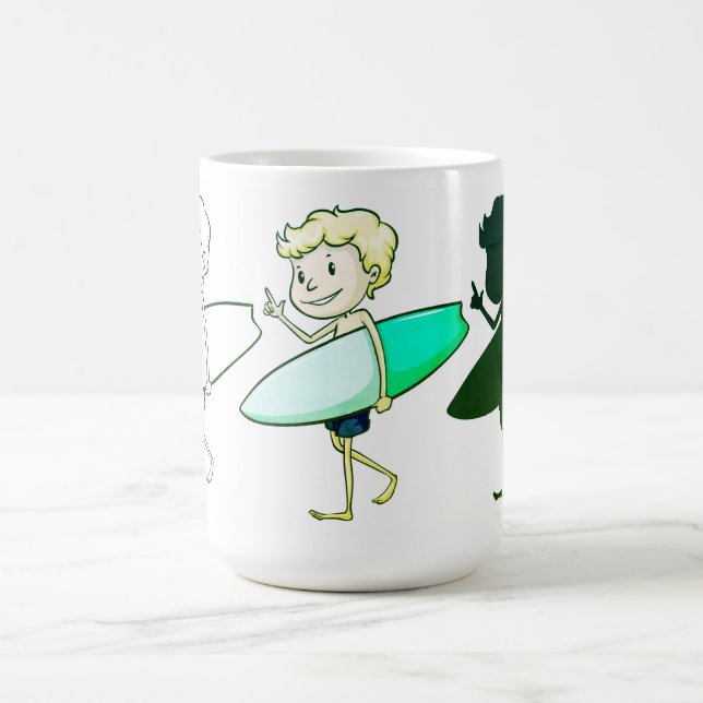 Surfing Boy Sketch Coffee Mug (Center)