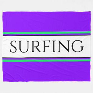 SURFING Bright Purple Lime White Racing Stripes  Fleece Blanket