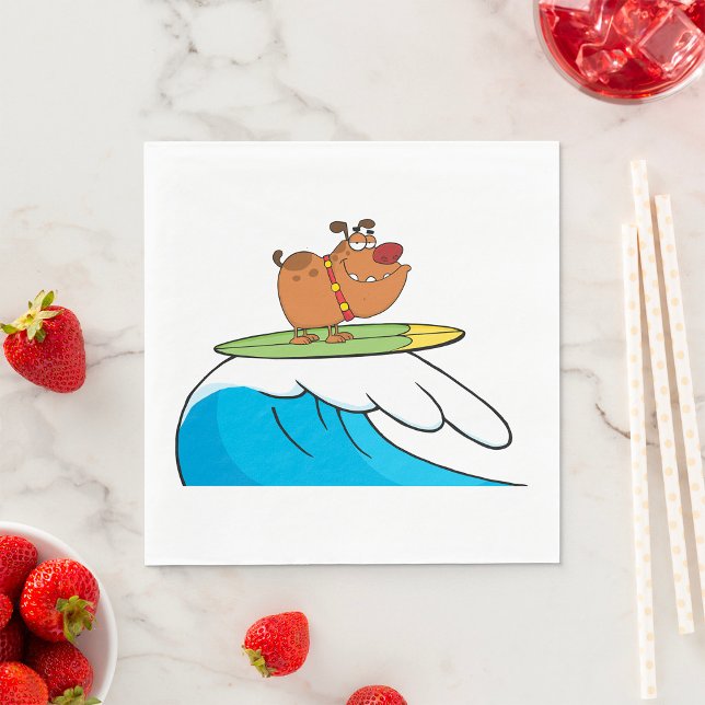 Surfing Bulldog Funny Dog Napkins (Creator Uploaded)