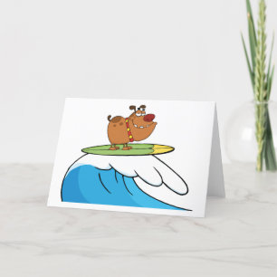 Surfing Bulldog Thank You Card