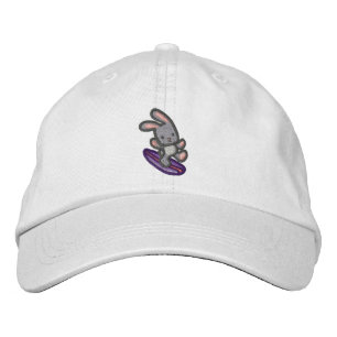 Surfing Bunny Embroidered Grey Bunny Baseball Hat
