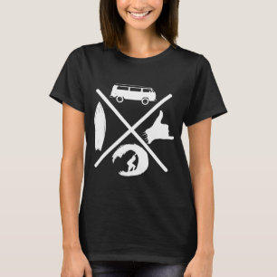 Surfing Bus Hang Loose Wave Surfboard Surfer X Des T-Shirt