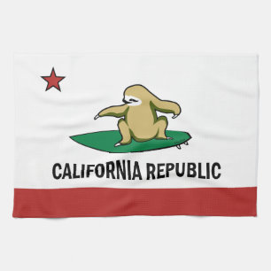Surfing Cali Sloth Tea Towel