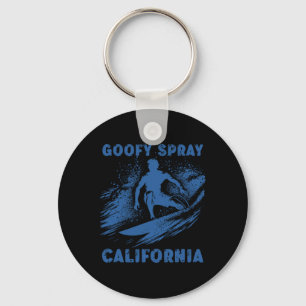 Surfing California Funny Goofy Foot Graphic Surfer Key Ring
