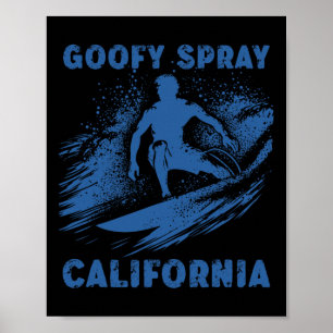 Surfing California Funny Goofy Foot Graphic Surfer Poster