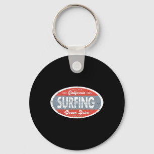 Surfing California Ocean 1985 Beach Summer Retro M Key Ring
