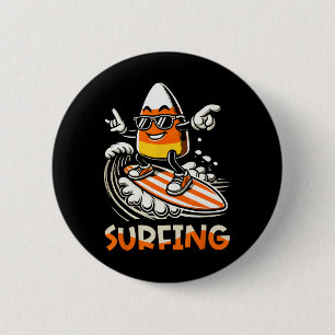 Surfing Candy Corn Funny Halloween Design 6 Cm Round Badge