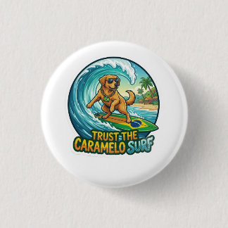 Surfing Caramel Dog Beach Meme Sticker 3 Cm Round Badge