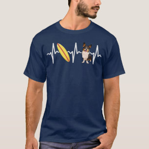 Surfing Cardigan Welsh Corgi Heartbeat Dog Lover T-Shirt