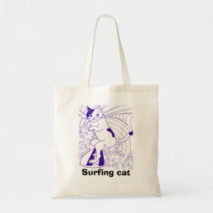 surfing cat ,cat summer surfer tote bag
