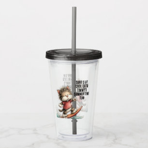 Surfing Cat Summer Fun Design Acrylic Tumbler