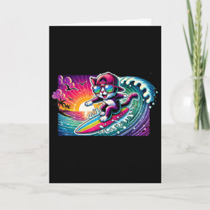 Surfing Cat Surfboard Fun Long Board Gift For Surf Card