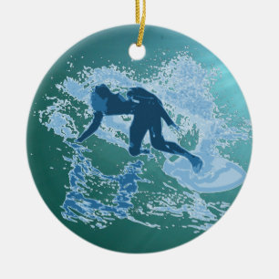 Surfing Ceramic Tree Decoration