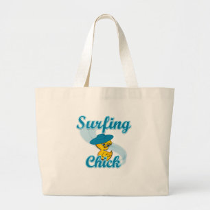 Surfing Chick #3 Large Tote Bag