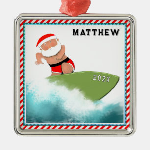 Surfing Christmas Collectable Metal Tree Decoration