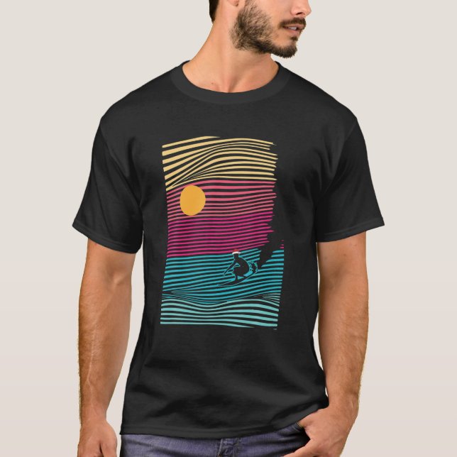 Surfing Christmas In July Retro Beach Summer Vacat T-Shirt (Front)