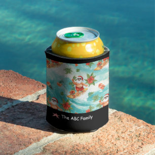 Surfing Christmas in July with SANTA CLAUS Can Cooler