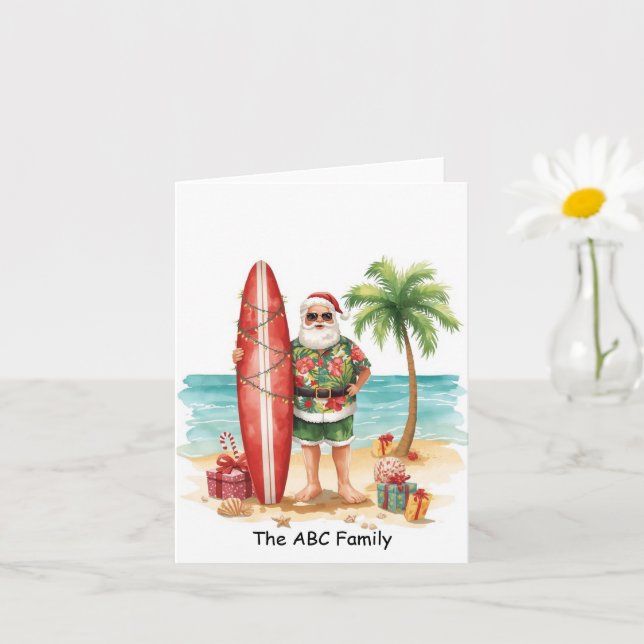 Surfing Christmas in July with SANTA CLAUS   Card (Small Plant)