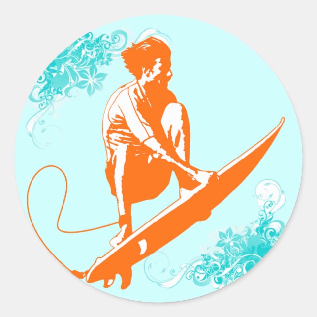 Surfing Classic Round Sticker (Front)
