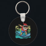 Surfing Dabbing Santa Claus Funny Tropical Christm Key Ring<br><div class="desc">Surfing Dabbing Santa Claus Funny Tropical Christmas In July</div>