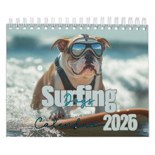 Surfing Dog Calendar, 2025 Calendar, Dog Calendar