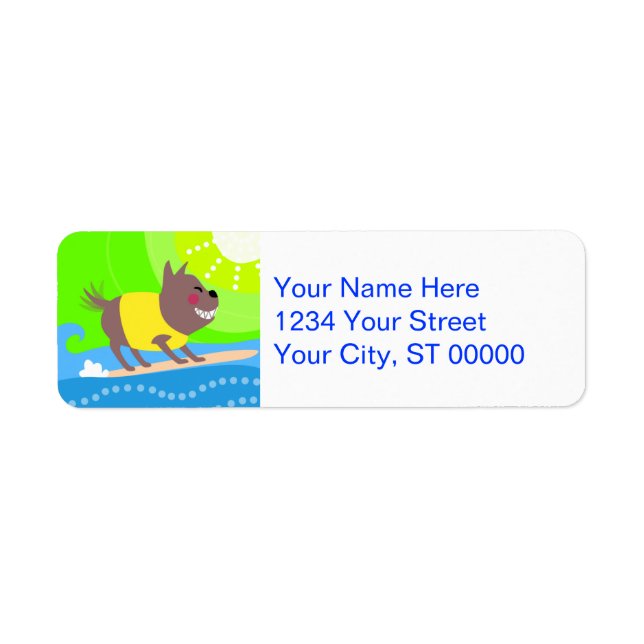 Surfing Dog Return Address Label (Front)