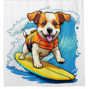 Surfing Dog Shower Curtain