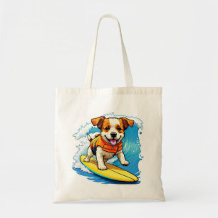 Surfing Dog Tote Bag