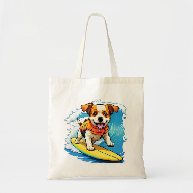 Surfing Dog Tote Bag (Front)