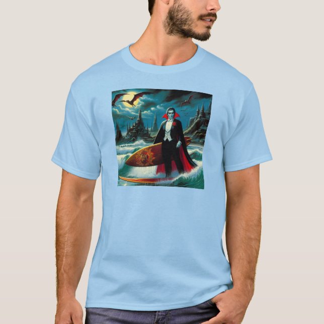 surfing dracula halloween T-Shirt (Front)