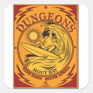 SURFING DUNGEONS CAPE TOWN SOUTH AFRICA SQUARE STICKER
