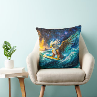 Surfing Eagle Design by Rich AMeN Gill Cushion
