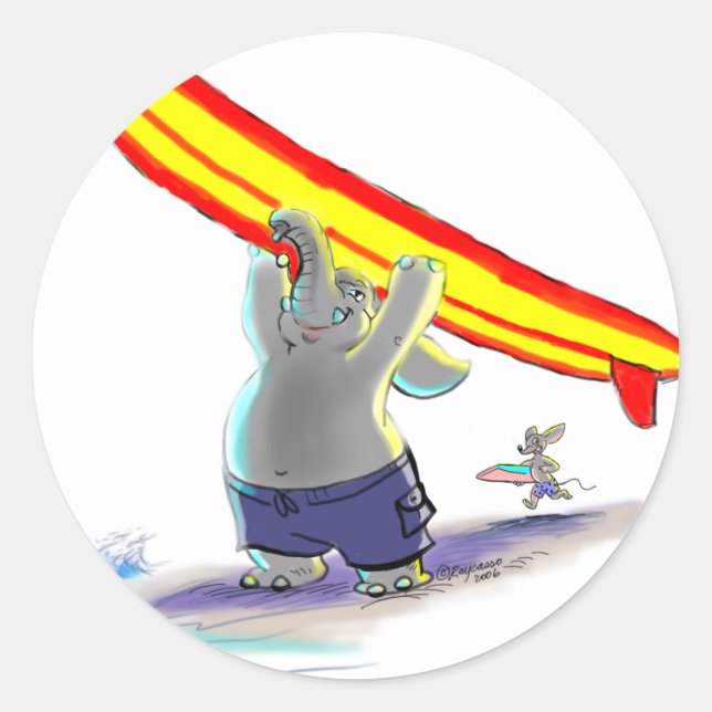 sUrFiNg eLePhAnt Classic Round Sticker (Front)