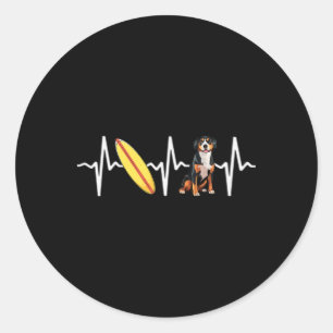 Surfing Entlebucher Mountain Dog Heartbeat Dog Lov Classic Round Sticker