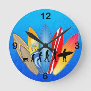 Surfing Evolution Round Clock