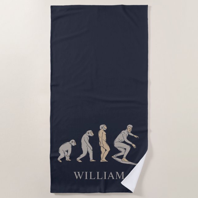 Surfing Evolution Surfboard Beach Sports Beach Towel (Front)