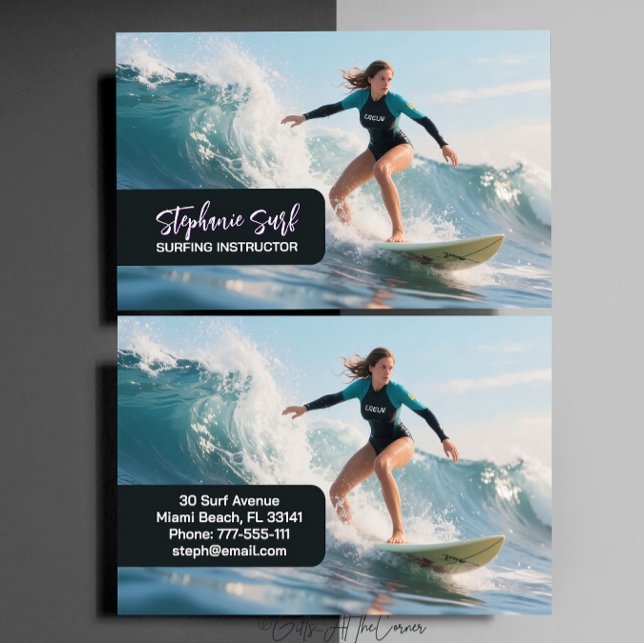 Surfing Female Instructor  Business Card (Creator Uploaded)