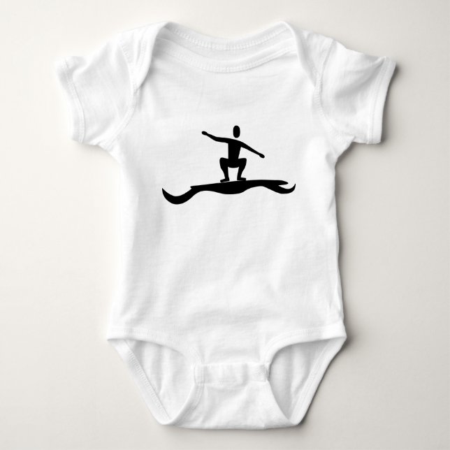 Surfing Figure - Black Baby Bodysuit (Front)