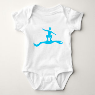 Surfing Figure - Sky Blue Baby Bodysuit