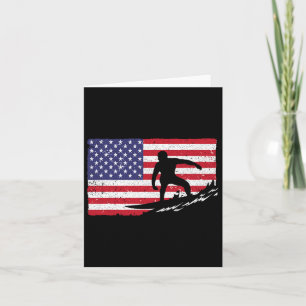 Surfing For Men Women 4th Of July American Flag Su Card