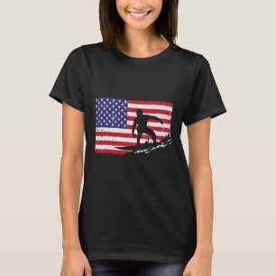 Surfing For Men Women 4th Of July American Flag Su T-Shirt
