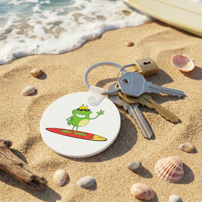 Surfing Frog Wearing Sunglasses Key Ring (Creator Uploaded)