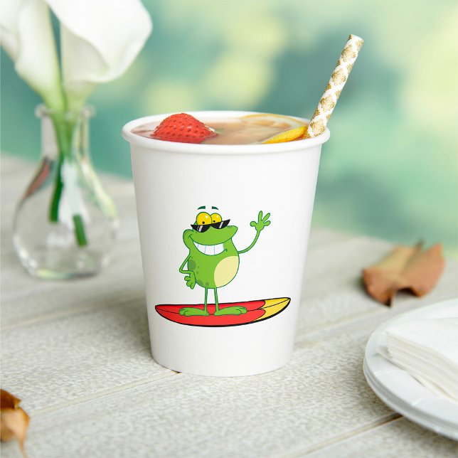 Surfing Frog Wearing Sunglasses Paper Cups (Creator Uploaded)