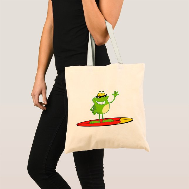 Surfing Frog Wearing Sunglasses Tote Bag (Creator Uploaded)