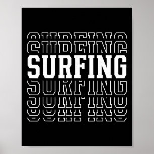 Surfing Funny Layered Text Surfer Coach Youth Poster