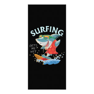 Surfing Gets Me Wet Funny Shark Gifts Rack Card